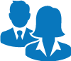 Bookkeeping services team members blue two people silhouette icon