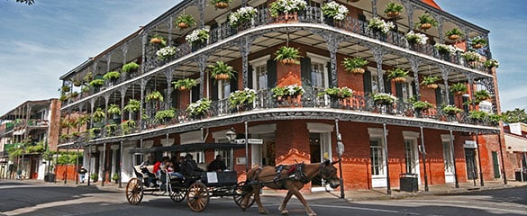 Louisiana - Building with horse-drawn carriage 
