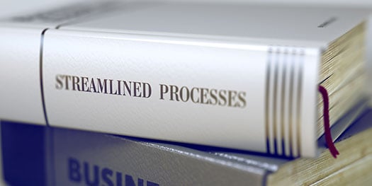 Hardcover book spine with title Streamlined Processes