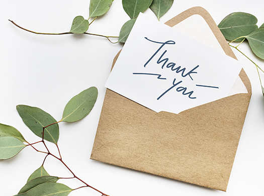 Thank you note with envelope and greenery